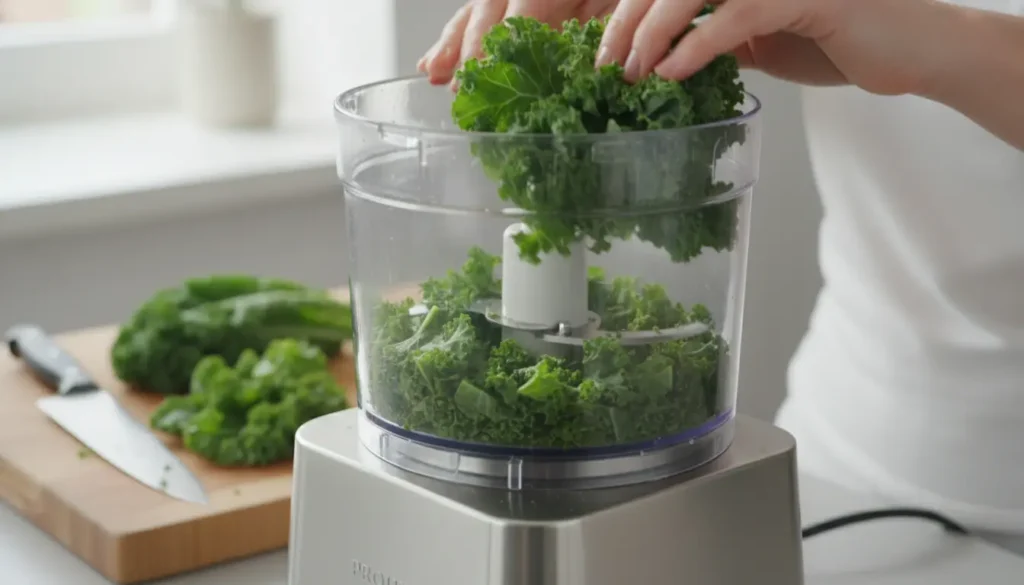 boerenkool snijden met keukenmachine