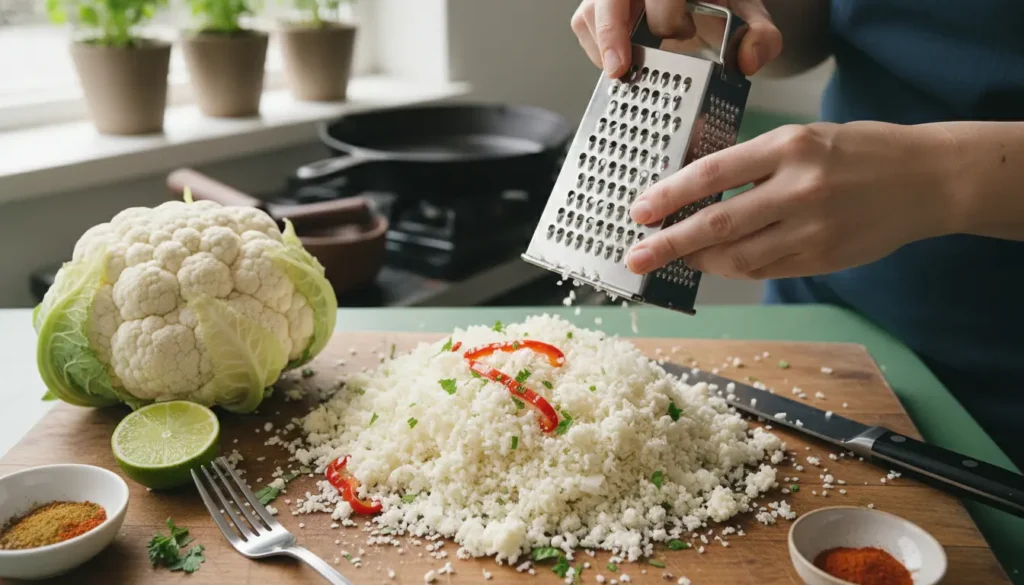 bloemkoolrijst maken zonder keukenmachine